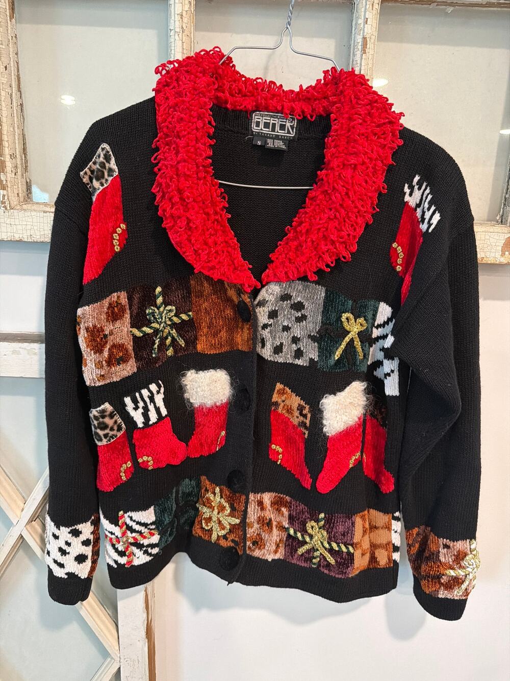 Vintage Berek Christmas sweater size small cardigan Ugly Christmas Sweater